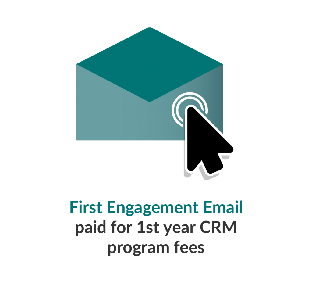 Infographic with an open envelope and arrow describing the benefits of email engagement